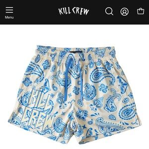 Kill Crew Cream and Blue Paisley Athletic Shorts
